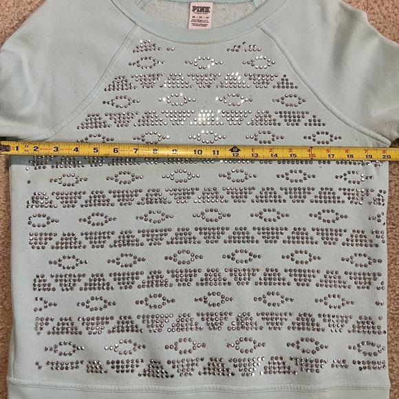 Flawed VS PINK turquoise studded sweatshirt size XS - Picture 7 of 12